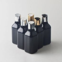 Storage Bottles 200ml Black Empty Plastic With Gold Silver Press Cap Travel Size Cosmetic Shampoo Bottle Skin Care Tools Personal
