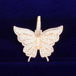 Pendant Necklaces Animal Butterfly Necklace Gold Colour Cubic Zircon Men Hip Hop Rock Jewellery 230621