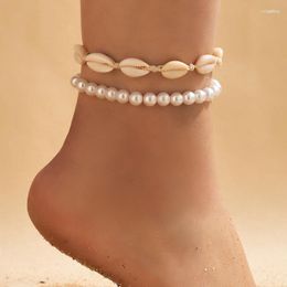 Anklets HuaTang Bohemian Simple Shell For Women Trendy Silver Color Geometry Adjustable Beach Foot Chains Party Jewelry 21464