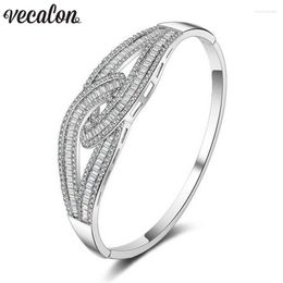 Bangle Vecalon Career Cross Style Bracelet 5A Zircon Cz White Gold Filled Wedding For Women Bridal Accessaries Jewelry Raym22