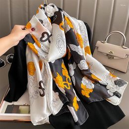 Scarves Spring Stain Silk Muslim Hijab Scarf Women Bandana Foulard Femme Designer Floral Head YD0782