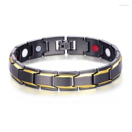 Link Bracelets Chain Health Magnetic Bracelet Male Stainless Steel Wrist Band Men Hand Energy For Drop Raym22