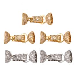 Pins Brooches 5pcs Brass Micro Pave Clear Cubic Zirconia Fold Over Clasps for Making DIY Jewellery Necklace Bracelet Connector Accessories 230621