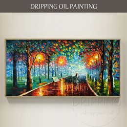 Paintings Hand-painted High Quality Abstract Colourful Landscape Oil Painting Abstract Palette Knife Street Oil Painting 230621