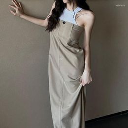 Casual Dresses French Vintage Celebrity Style Tank Top Dress Women's Summer Design Slim Long Vestidos