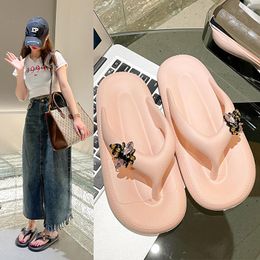 Slippers Lovely Female Flip Flops Beach Flat Heels Platform Shoes Woman Butterfly Animal Print Bling Summer Plus Size