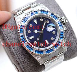 Top Quality 904 Steel 116610 Mechanical Automatic Men's Sports Watch Blue Dial 40mm Diamond Mens WristWatches