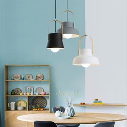 Pendant Lamps Nordic Lights Modern Lamp Retro Industrial Kitchen Hanging Wood Iron Black Light Dining Bedroom Decor