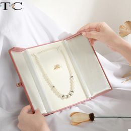 Jewelry Boxes Vintage Double Open Ring Necklace Box Proposal Diamond Packaging Holiday Gift Pearl 230621