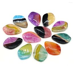 Charms 1pcs Natural Stone Geometry Mixed Colours Agates Charm Pendant For Jewellery Making DIY Bracelet Necklace Accessories Size 30x45mm