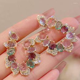 Dangle Earrings Uilz Luxury Mutilcolor Zircon Stud For Women Bling Cystal Geometry Wedding Shiny Earring Party Jewerly