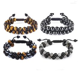 Strand 8mm Tiger Eye Lava Rock Stone Mens Macrame Adjustable Bracelets 2023 Fashion Essential Oil Diffuser Braided Rope Jewelry