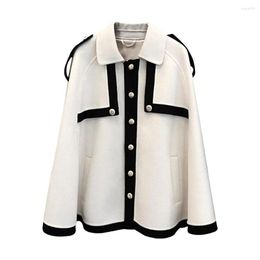 Women's Jackets High-end Temperament Woolen Coat For Women Trendy Lapel Single Breasted Cape French College Style Winter Cloak