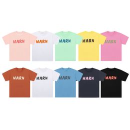 Männer T-Shirt Designer Damen Herren Marn Shirt buntes Logo Mode Neue T-Shirts Street Tide Einfarbig Kurzarm Reine Baumwolle Weiß Europäische Größe