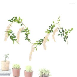 Decorative Flowers Wisterias Vine Hangings Flower Garland Wall Artificial Silk 1.8m For Room Backdrop Ceremony And