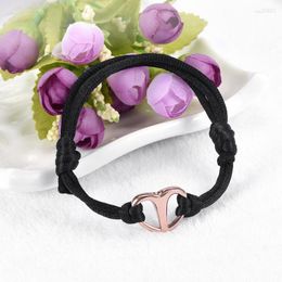 Bangle CJB5020 Black Rope With Heart Charms Handmade Cremation Urn Bracelets Urns Pendant Keepsake Rose Gold Bracelet