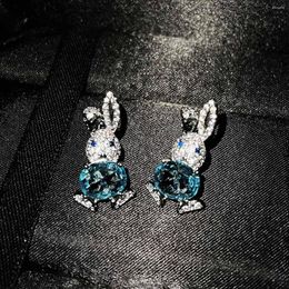 Stud Earrings Exquisite Blue Crystal Inlay Shine Zircon Adorable Animal Jewellery For Women Wedding Engagement Gifts