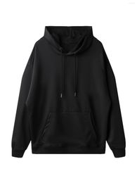 Men's T Shirts Autumn And Winter Casual Drop Shoulder Solid Colour Hooded Sweatshirts