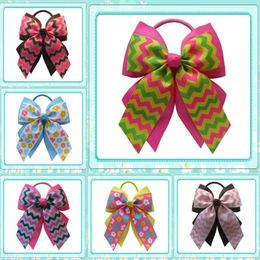 Hair Accessories 28pcs Happy Girl 4.5" C- Double Cheer Leader Bow Elastic