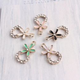 Pendant Necklaces 10PCs Crystal Rhinestone Hollow Out Enamel Floral Charms 10 20MM DIY Jewelry Findings Ornament Necklace Pendants