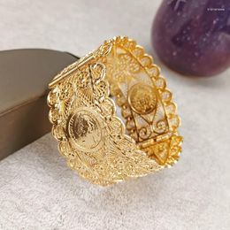 Bangle High Quality Arab Dubai Noble Wide Bracelet Lady Gold Algerian Wedding Jewellery Coin Raym22