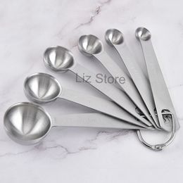 6 Pcs/Set Stainless Steel Round Measuring Spoon Tools 6Pcs Milk Coffee Tea Rectangle Measure Spoons Kitchen Cooking Baking Scoop TH0678