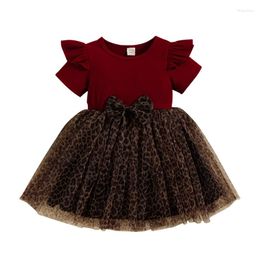 Girl Dresses Adorable Summer Style For Little Girls: Burgundy Net Dress With Playful Leopard Print Delicate Lace And Charming Bow!