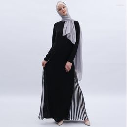 Ethnic Clothing Muslim Fashion Women's Black Long Dress Islamic Evening Gown Round Neck Full Length Loose Abaya Caftan Middle East