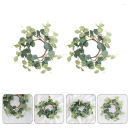 Decorative Flowers 2 Pcs Ring Household Easter Wreath Festival Decor Outdoor Spring Sheep Ears Iron Wire Accessory Work Lambs