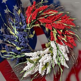 Decorative Flowers Summer Wreath Long Time Use Artificial Garland Ornamental Patriotic Independence Day Create Festive Atmosphere