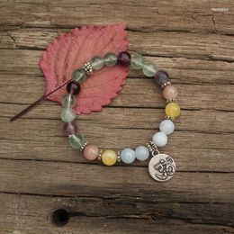 Strand 8mm Natural Stone Beads Prayer Bracelet Fluorite Aquamarine Lucky Calming JapaMala Spiritual Jewelry Meditation