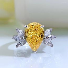 Cluster Rings The S925 Silver 8 12 REDIAN Yellow Diamond High Carbon Is A Small But Beautiful Design