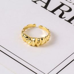 Cluster Rings S925 Sterling Silver Ring Gold Irregular Open For Women Fashion Wedding Gift Charm Jewellery