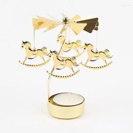 Candle Holders Rotating Spinning Holder Metal Carrousel Romantic Tea Light Stand Candlestick Wedding Centrepiece Christmas Decor Gifts