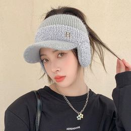 Visors Fashion Hats Women Autumn Winter Sports Empty Caps Female Knit Baseball Cap Cycling Ear Protection Sunhat Bomber