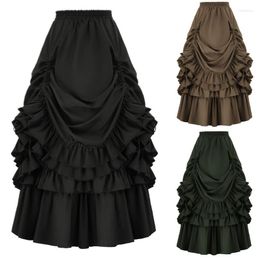 Skirts Women's Victorian Gothic Steampunk Skirt High-Low Bustle Ruffled Pleated Vintage Renaissance Costume Dance Party