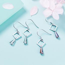 Dangle Earrings MloveAcc Authentic 925 Sterling Silver Geometric Square Charm For Women Crystal Drop Female