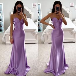 Fashion Lavender Prom Dresses Spaghetti Evening Gowns Pleats Sheath Formal Red Carpet Long Special Ocn Party Dress