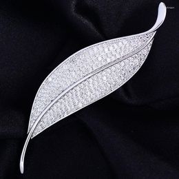 Brooches Korean Style Zircon Leaf Brooch Fashion Simple Temperament Pin Suit Cheongsam All-match Corsage Accessories Female