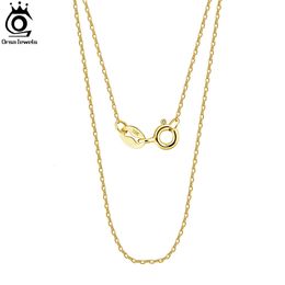 Strands Strings ORSA JEWELS 10K Solid Yellow White Rose Gold 0.7mm Diamond Cut Cable Chain Necklace for Women AU417 Neck FC01 230621