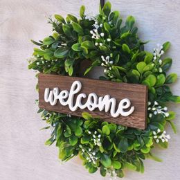 Decorative Flowers Party Supplies Welcome Sign Home Front Door Garland Wreath Artificial Flower