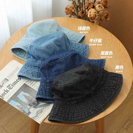 Fashion Blue Denim Bucket Hat For Woman Man 2023 Black Bucket Cap Fishing Hat Kpop Charm Young Girl New Arrival Y2k Gift Girl