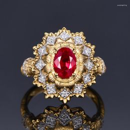 Cluster Rings Vintage Luxury Designer Artificial Ruby For Women Italian Aesthetic Jewelry Wedding Engagement Ring Valentine Day Gifts