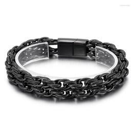 Link Bracelets Chain 8mm 9 Inch Black Stainless Steel Double Rope Bracelet Bangle For Mens Holiday Gifts Raym22