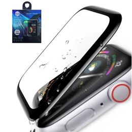 Paket 3D ile Siyah Kenarlı Tam Tutkal Ekran Kapağı Temperli Cam Koruyucusu Apple Watch Iwatch için Koruyucu 1/2/3/4/5/6/7 38mm 42mm 44mm 41mm 45mm 49mm