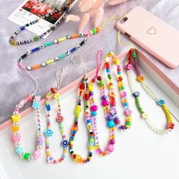 Link Bracelets Chain Ins Trendy Colorful Smiling Beads Mobile Phone Anti-lost Handmade Acrylic Cord Lanyard For WomenLink Raym22