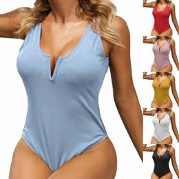 Women's Swimwear Womens V Neck Cut Out Front Lace Up Back High Monokini Piece Swimsuit