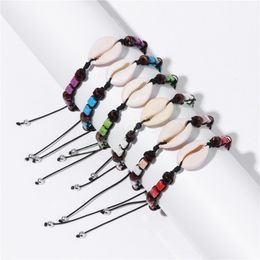 White Seashell Cowrie Shell Bracelets For Women Men Square Stone Braided Bracelet Wristbands Beach Jewellery