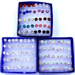 Stud Earrings Factory 20pairs/lot Small Simple Cute Shining Rhinestones Plastic Stick Set