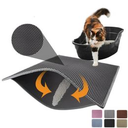 Cat Beds Furniture Pet Cat Litter Mat Waterproof EVA Double Layer Cat Litter Trapping Pet Litter Box Mat Clean Pad Products For Cats Accessories 230625